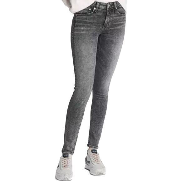 Rag & Bone Cate Mid Rise Skinny Jeans Stretchy Ankle Denim Black Opal Wash 25 - Picture 1 of 5